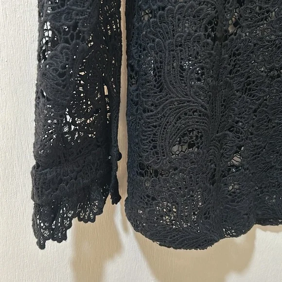 SOFT SURROUNDING LACE CROCHET TOP BLOUSE WOMEN SIZE S BLACK TWO PIECES - Picture 4 of 11
